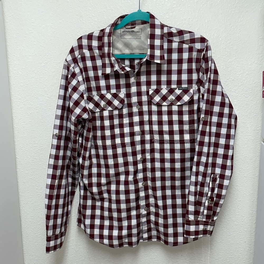 Eddie Bauer NWOT Men’s Large Lightweight Checkered Pattern Western Work Shirt